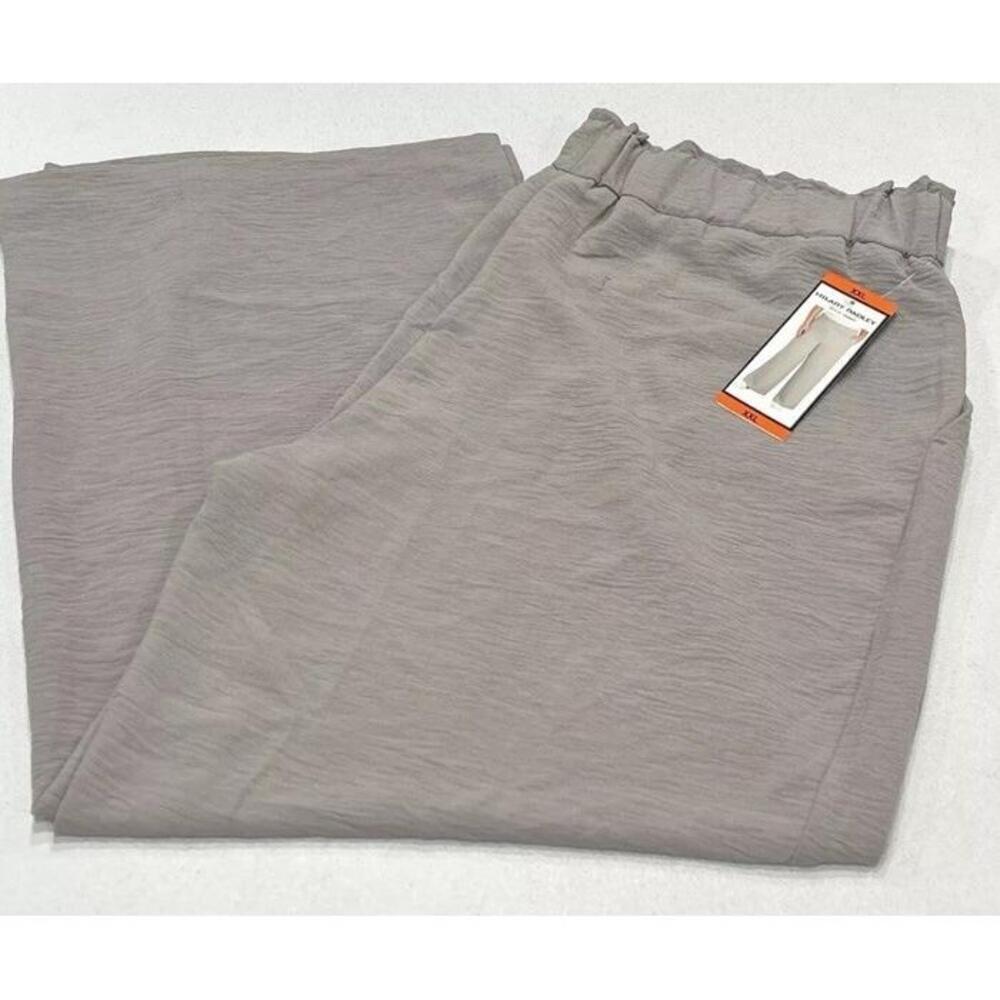 Hilary Radley Women's Crinkle Fluid Pants, Gray, Size XXL C9